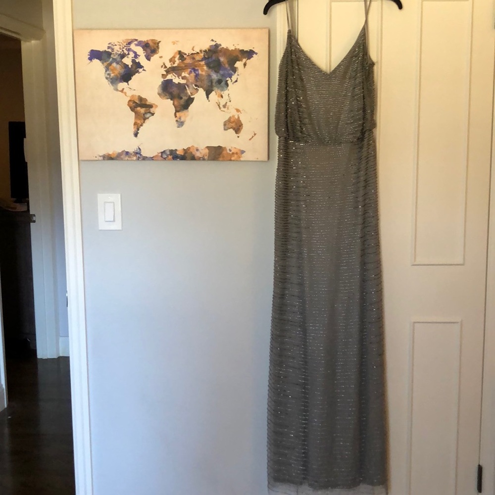 Adrianna Papell Floor Length Beaded Blouson Gown